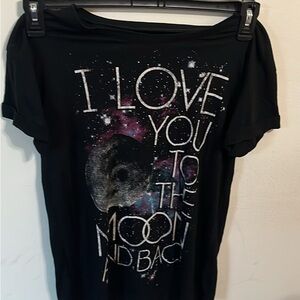 Black Graphic Tee with Cosmic Design